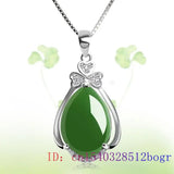925 Silver Jade Water Droplet Pendant Chalcedony Necklace