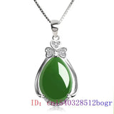 925 Silver Jade Water Droplet Pendant Chalcedony Necklace