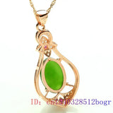 Chinese Hetian Jade Water Droplet Pendant 925 Silver Charm Necklace