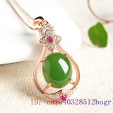 Chinese Hetian Jade Water Droplet Pendant 925 Silver Charm Necklace