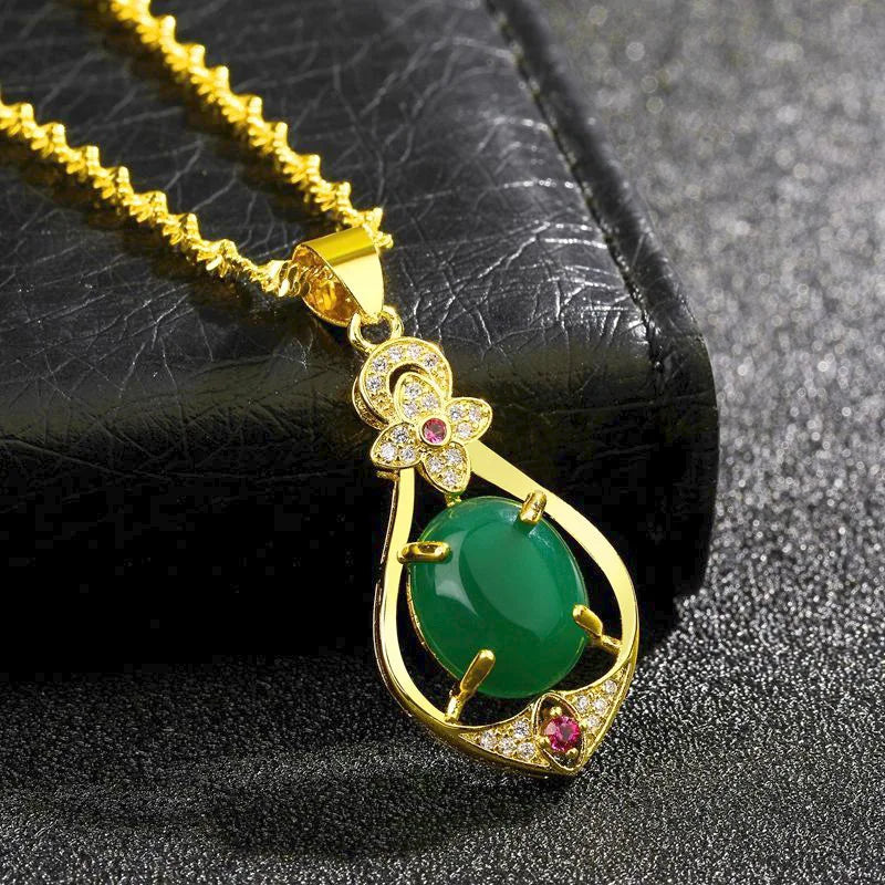 Chinese Hetian Jade Water Droplet Pendant 925 Silver Charm Necklace