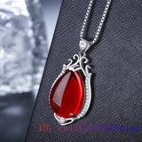 Jade Water Droplet Pendant 925 Silver Hetian Amulet Necklace