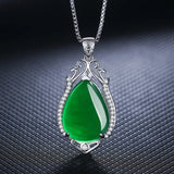 Jade Water Droplet Pendant 925 Silver Hetian Amulet Necklace