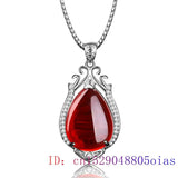 Jade Water Droplet Pendant 925 Silver Hetian Amulet Necklace