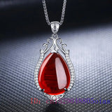 Jade Water Droplet Pendant 925 Silver Hetian Amulet Necklace