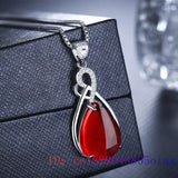 Hetian Jade Water Droplet Pendant 925 Silver Necklace