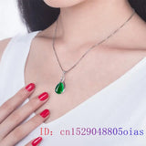 Hetian Jade Water Droplet Pendant 925 Silver Necklace