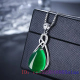 Hetian Jade Water Droplet Pendant 925 Silver Necklace