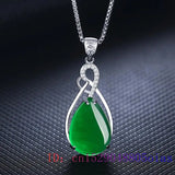 Hetian Jade Water Droplet Pendant 925 Silver Necklace