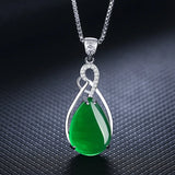 Hetian Jade Water Droplet Pendant 925 Silver Necklace