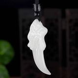 Jade Wolf Tooth Pendant Chinese Necklace Gemstone Natural Jadeite Amulet Charm