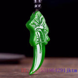 Jade Wolf Tooth Pendant Jadeite Gemstone Natural Jewelry Amulet Necklace