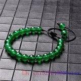 Green Jade Beads Bracelet 8mm Natural Charm Bangle