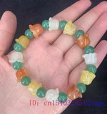 Jade Campanula Beads Bracelet Charm Jadeite Green 8mm Bangle Natural Amulet