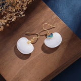 925 Silver Plated Jade Gem Heart Earrings for Women