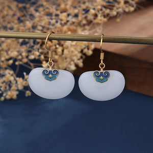 925 Silver Plated Jade Gem Heart Earrings for Women
