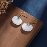 925 Silver Plated Jade Gem Heart Earrings for Women