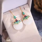 Initial Jade Heart Earrings 925 Sterling Silver Wedding Jewelry Set
