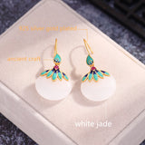 Initial Jade Heart Earrings 925 Sterling Silver Wedding Jewelry Set