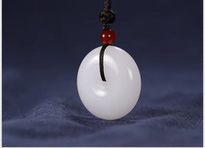 Hetian Sheep Fat Jade Pendant Safety Buckle Golden Silk Jade