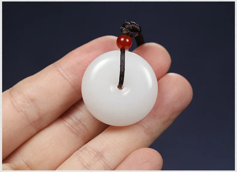 Hetian Sheep Fat Jade Pendant Safety Buckle Golden Silk Jade