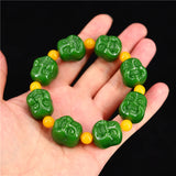 Green Jade Maitreya Charm Bracelet Natural Beads Amulet Bangle