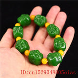 Green Jade Maitreya Charm Bracelet Natural Beads Amulet Bangle