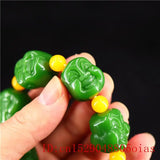 Green Jade Maitreya Charm Bracelet Natural Beads Amulet Bangle