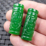 Emerald Green Jade Pendant Necklace with Lutong Bucket Bead Pendant
