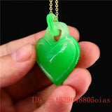 Green Jadeite Heart Pendant Amulet Chinese Necklace Jewelry Charm