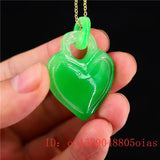 Green Jadeite Heart Pendant Amulet Chinese Necklace Jewelry Charm