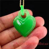 Green Jadeite Heart Pendant Amulet Chinese Necklace Jewelry Charm
