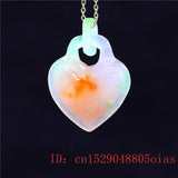 Green Jadeite Heart Pendant Amulet Chinese Necklace Jewelry Charm