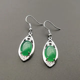 Green Chalcedony Jade Water Drop Earrings 925 Sterling Silver