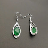 Green Chalcedony Jade Water Drop Earrings 925 Sterling Silver