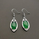 Green Chalcedony Jade Water Drop Earrings 925 Sterling Silver