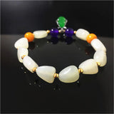 Green Jade Stone Bracelets For Women Ethnic Pearl Fine Jewelry