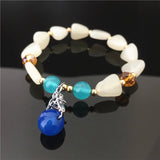 Green Jade Stone Bracelets For Women Ethnic Pearl Fine Jewelry