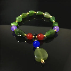 Green Jade Stone Bracelets For Women Ethnic Pearl Fine Jewelry