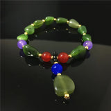 Green Jade Stone Bracelets For Women Ethnic Pearl Fine Jewelry