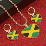 Jamaica Heart Map National Flag Pendant Necklace Earrings