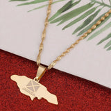 Jamaica Map Pendant Necklaces Jamaican Flag Jewelry