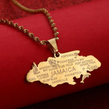 Jamaica Map Pendant Necklaces for Women Girl Jewelry Jamaican Patriotic
