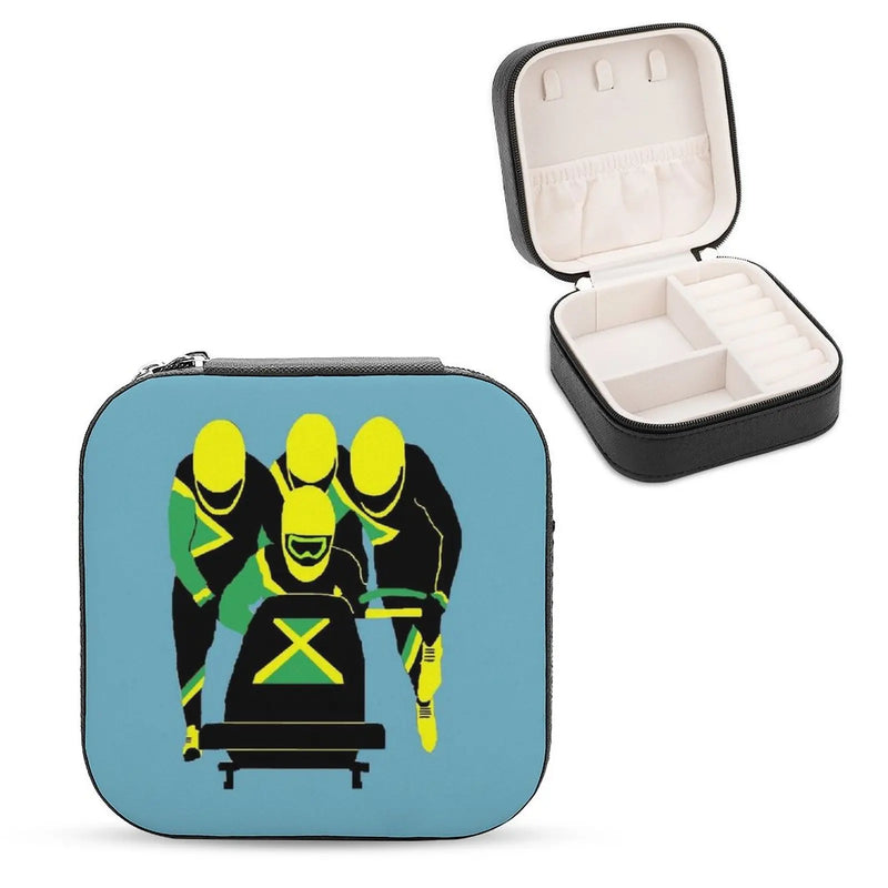 Jamaican Bobsled Team Jewelry Storage Box Portable Leather