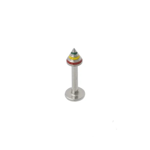 Jamaican Stripe Spike Labret Surgical Steel Cone Lip Piercing 14G 16G