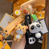 James Family Cartoon Key Chain Silicone Panda Cat Lion Tiger Rabbit Dinosaur