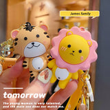 James Family Cartoon Key Chain Silicone Panda Cat Lion Tiger Rabbit Dinosaur