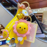 James Family Cartoon Key Chain Silicone Panda Cat Lion Tiger Rabbit Dinosaur