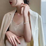 JanYee Cymophane Bracelet with Zircon Adjustable Jewelry