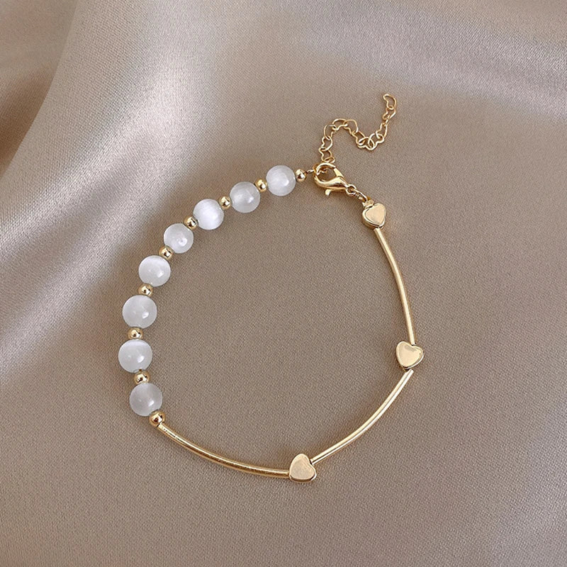 JanYee Cymophane Bracelet with Zircon Adjustable Jewelry